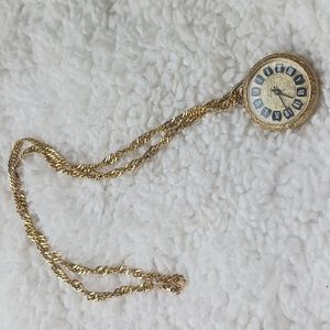 VINTAGE LENA SWISS WIND POCKET WATCH 1 JEWL NECKLACE